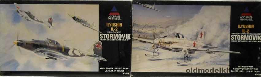 Accurate Miniatures 1/48 Ilyushin IL-2 Single Seat Stormovik / Ilyushin Il-2 Early Ski Version Straight Wing, 3408 plastic model kit