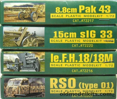 Ace 1/72 8.8cm Pak 43 / 15cm sIG 33 / le.F.H.18/18M / RSO Type 01, 72217 plastic model kit
