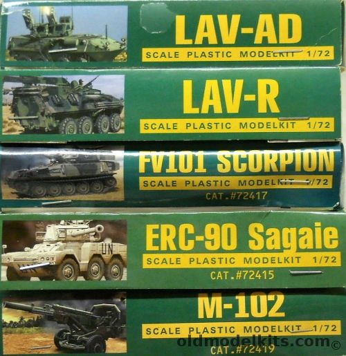 Ace 1/72 LAV-AD Light Air Defense Vehicle / LAV-R / FV101 Scorpion / ERC-90 Sagaie / M-102, 72406 plastic model kit