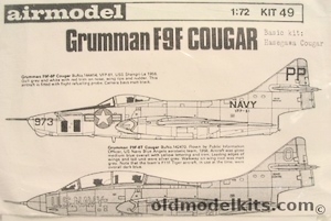 Airmodel 1/72 Grumman F9F Cougar F9F-8T Trainer or F9F-8P Recon Conversions - (F9F8T F9F8P) - Bagged, 49 plastic model kit