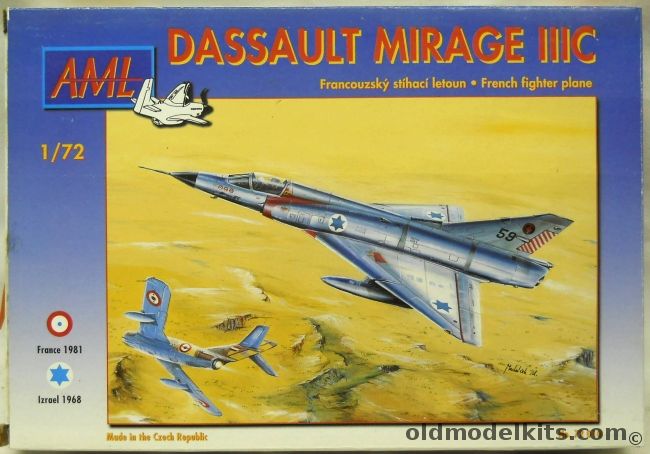 AML 1/72 TWO Dassault Mirage IIIC - Israel 259 101 Natural Finish 1970 10 Kills / Same Camo Late 1979 11 Kills / 745 117 Capt Koren-Downed Two 6 June 1967 / 764 117 Camo 1970/71 / France LF/Lima Fox Djibouti Based EC03/010 March 1983, 72-010 plastic model kit