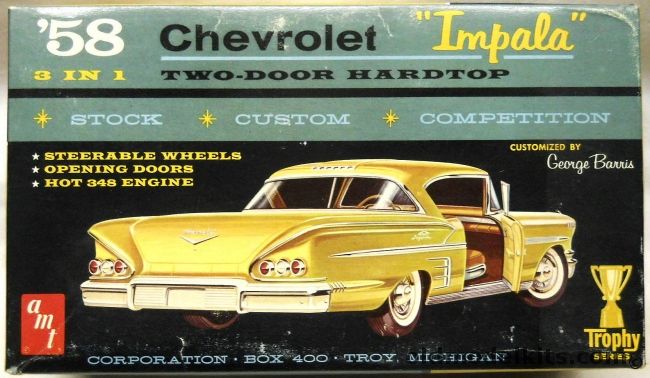 AMT 1/25 1958 Chevrolet Impala 2 Door Coupe - Stock / Custom / Drag, 2758-200 plastic model kit