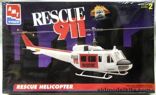 AMT 1/48 Rescue 911 Rescue Helicopter - (Bell 204/205 Civil UH-1), 6400 plastic model kit