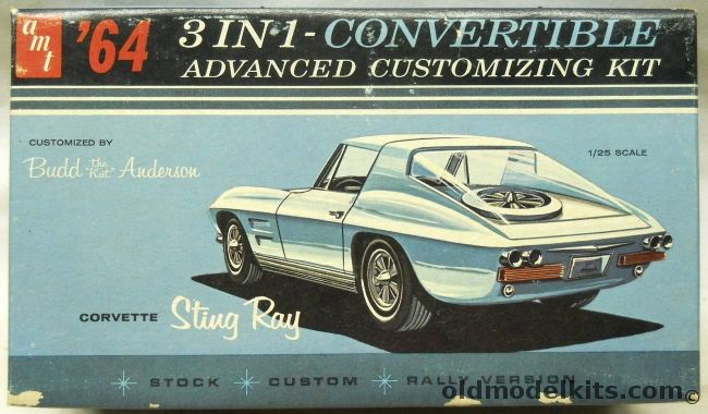 AMT 1/25 1964 Chevrolet Corvette Sting Ray 3 In 1 Customizing Kit, 6914-200 plastic model kit