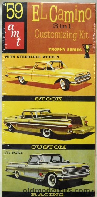 AMT 1/25 1959 El Camino Chevrolet 3 in 1 Customizing Kit - Stock / Custom / Racing, 8669 plastic model kit