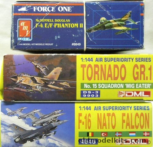 AMT 1/144 F-4 E/F Phantom II / DML Tornado GR.1 / DML F-16 NATO Falcon, 8849 plastic model kit