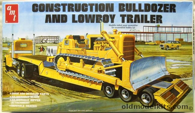 AMT 1/24 Construction Bulldozer And Lowboy Trailer - Caterpillar D8H, AMT1218-06 plastic model kit