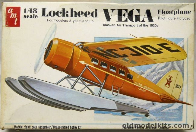 AMT 1/48 Lockheed Vega Floatplane - Alaska-Washington Airways / Alaska Coastal Airlines / Alaska Southern Airways, T637 plastic model kit