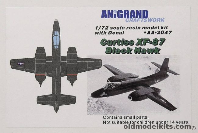 Anigrand 1/72 Curtiss XF-87 Black Hawk, AA-2047 plastic model kit