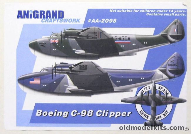 Anigrand 1/72 Boeing C-98 Clipper - US Military Dixie Clipper Or British C-98 Berwick - ( Model 314 Pan Am China Clipper), AA2098 plastic model kit