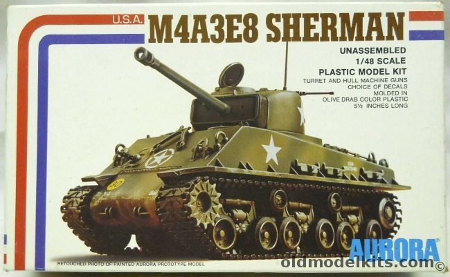Aurora 1/48 M4A3E8 Sherman Medium Tank, 072 plastic model kit