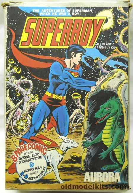 Aurora 1/8 Superboy Comic Scenes - With Base / Backdrop Mural And Comic Book, 186 plastic model kit