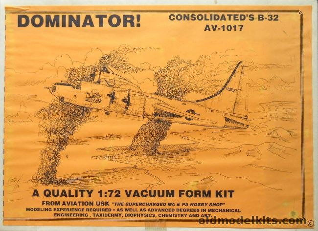 Aviation USK 1/72 Consolidated B-32 Dominator - Hobo Queen Or The Lady Is Fresh Both From 312th Bomb Group 5th Air Force Pacific Theater, AV1017 plastic model kit