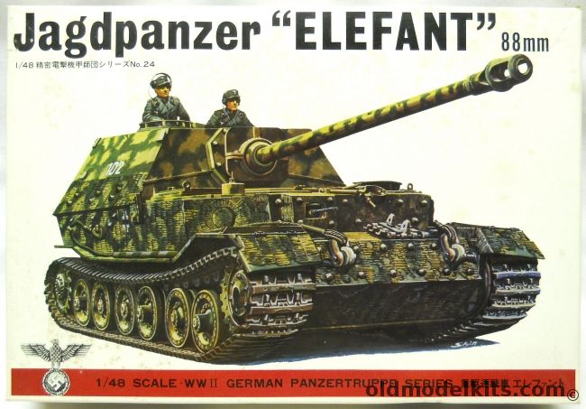 Bandai 1/48 Jagdpanzer Elefant 88mm - Panzer Jager Tiger 88mm Pak 43Sd.Kfz.184, 8269-500 plastic model kit