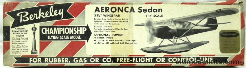 Berkeley 1/12 Aeronca Sedan Land or Seaplane - 35.25 Inch Wingspan ...