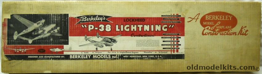 Berkeley 1/16 Lockheed P-38 Lightning Controliner - 41 Inch Wingspan Flying Aircraft, 8-4 plastic model kit
