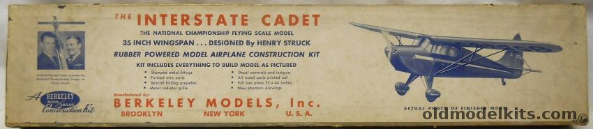 Berkeley 1/12 Interstate Cadet -  35 Inch Wingspan For R/C or Free Flight plastic model kit