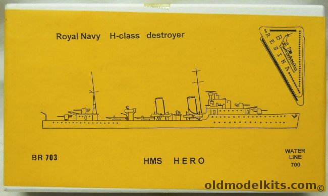 B Resina 1/700 HMS Hero H Class Destroyer, BR703 plastic model kit