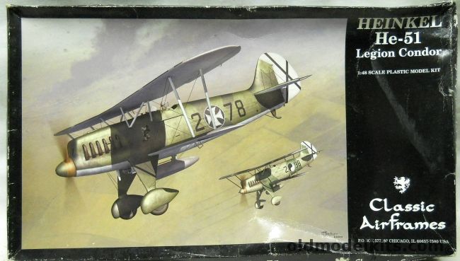 Classic Airframes 1/48 Heinkel He-51 Legion Condor - Spanish Civil Ear Lt. Kurt Strumpeli 3.J/88 Feb 1938 / Oblt Hannes Trautloft Escalona August 1936 / Harro Harder 1.J/88 Summer 1937 / Oberl Adolf Galland 3.J/88 Spring 1938 / Dr Heinrich Neumann Early 1938 (2 aircraft), 4149 plastic model kit