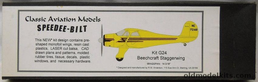 Classic Aviation Models Beechcraft Staggerwing Speedee-Bilt Flying Aircraft - (ex Monogram), G24 plastic model kit