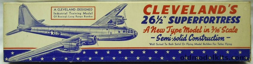 Cleveland 1/64 Boeing B-29 Superfortress - 26.5 Inch Wingspan Industrial Training Model For Tether Flying Or Scale Display, AU-200 plastic model kit