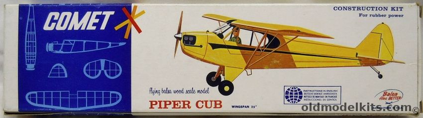 Comet Piper Cub J3 - 25 Inch Wingspan Balsa Flying Airplane, 3206 plastic model kit