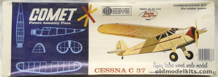 Comet Cessna C-37 Airmaster - 20 Inch Wingspan Balsawood Flying Model Airplane, 3302 plastic model kit