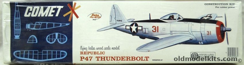 Comet Republic P-47D Thunderbolt - 24 Inch Wingspan Flying Aircraft, 3502 plastic model kit