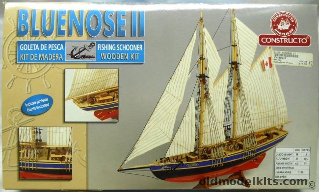 Constructo 1/135 Bluenose II Fishing Schooner - 15 Inch Long Wooden Ship, 80618 plastic model kit