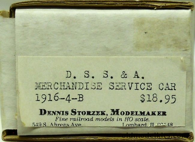 Dennis Storzek HO DSS&A Merchandise Service Car 40' Wood Boxcar With Trucks - HO Craftsman Kit, 1916-4-B plastic model kit