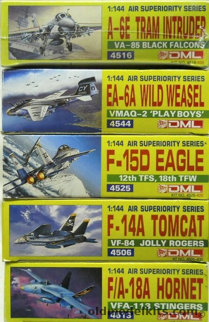 DML 1/144 A-6E TRAM Instruder / EA-6A Wild Weasel / F-15D Eagle / F-14A Tomcat / F/A-18A Hornet, 4516 plastic model kit