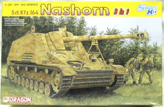 Dragon 1/35 Sd.Kfz.164  Nashorn - 3 In 1 Smart Kit  - With Parts For Initial / Initial Modified / Early Variants, 6386 plastic model kit