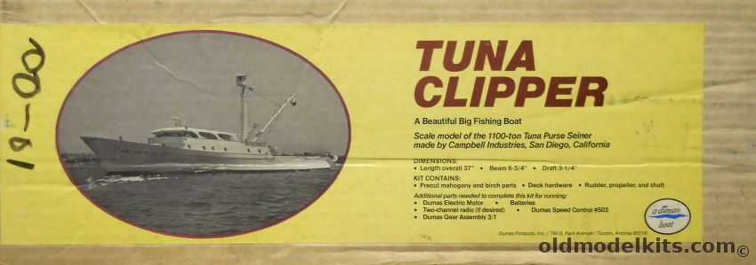 Dumas Tuna Clipper Tuna Purse Seiner - 37 Inches Long for R/C or Display, 1204 plastic model kit