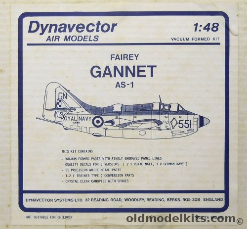 Dynavector 1/48 Fairey Gannet AS-1 Or  T-2 Trainer - With Airwaves Wing Fold Set And Warpaint Gannet Book - With Decals For Two Royal Navy and One German Navy plastic model kit