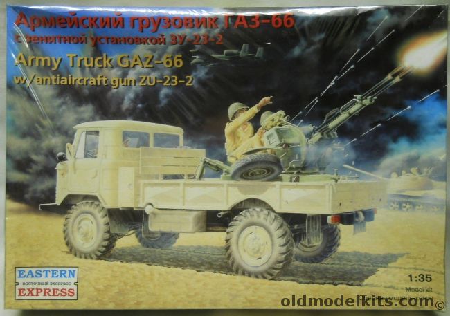 Eastern Express 1/35 Army Truck GAZ-66 With Anti-Aircraft Gun ZU-23-2, 35132 plastic model kit
