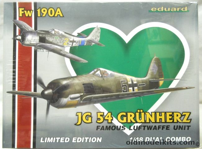 Eduard 1/48 Fw-190A JG 54 Grunherz Dual Combo - Contains Two Kits, 1155 plastic model kit