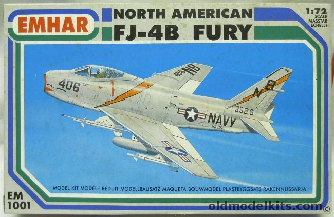 Emhar 1/72 TWO FJ-4B Fury - US Navy VA-192 / VA-116, EM1001 plastic model kit