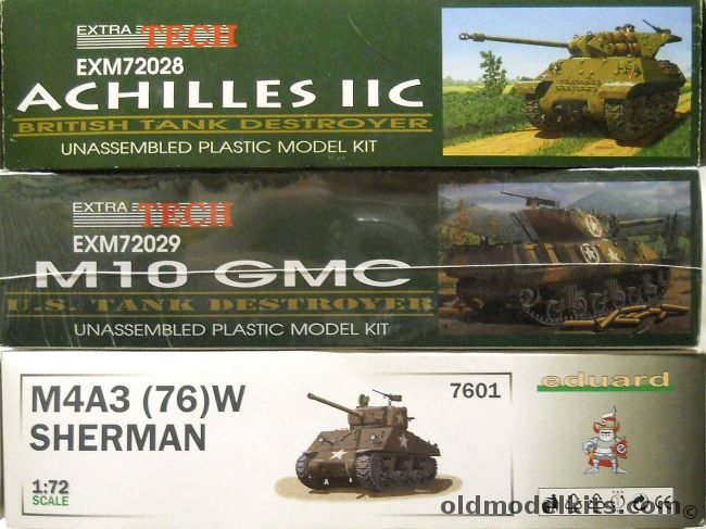 Extratech 1/72 Achilles IIC British Tank Destroyer / M10 GMC Tank Destroyer / Eduard M4A3 (76)W Sherman, EXM72028 plastic model kit