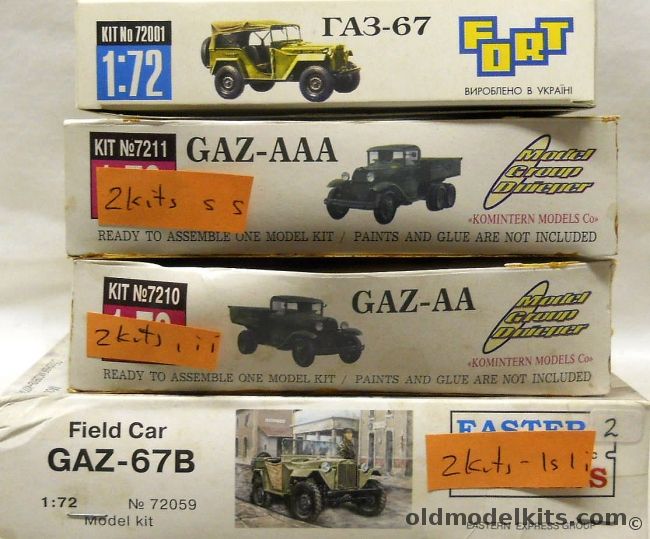 Fort 1/72 GAZ-67 / FOUR Komintern GAZ-AA Trucks / TWO Eastern Express Field Car GAZ-67B, 72001 plastic model kit