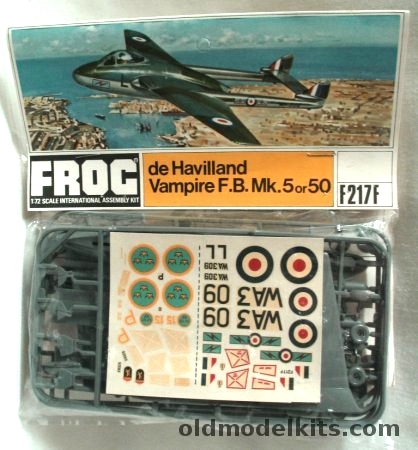 Frog 1/72 Vampire F.B. Mk.5 or Mk.50 (J-28B) - RAF or Swedish Air Force - Bagged, F217F plastic model kit