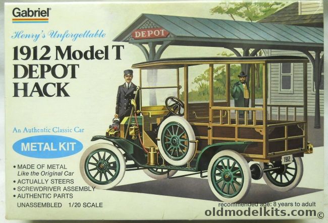 Gabriel 1/20 1912 Ford Model T Depot Hack - Metal Car Kit, 26443 plastic model kit