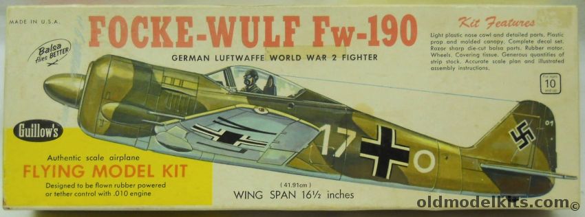 Guillows 1 32 Focke Wulf Fw 190 16 Inch Wingspan Flying Aircraft 502