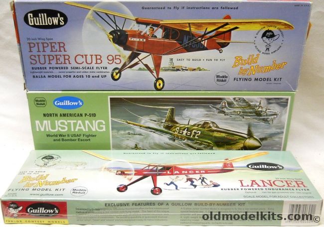 Guillows P-51D Mustang / Piper Super Cub 95 / Lancer - 16.5 to 24  Inch Wingspan Balsa Flying Model Airplanes, 905 plastic model kit