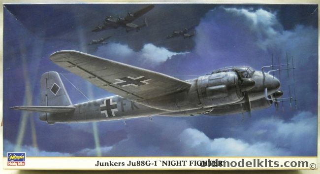 Hasegawa 1/72 Junkers Ju-88 G-1 Night Fighter With Quickboost Gun Barrel Set - 2/NJG4 January 1945 / 7/NJG2 July 1944 / 3/NJG7 October 1944 - (Ju88G-1), 00830 plastic model kit