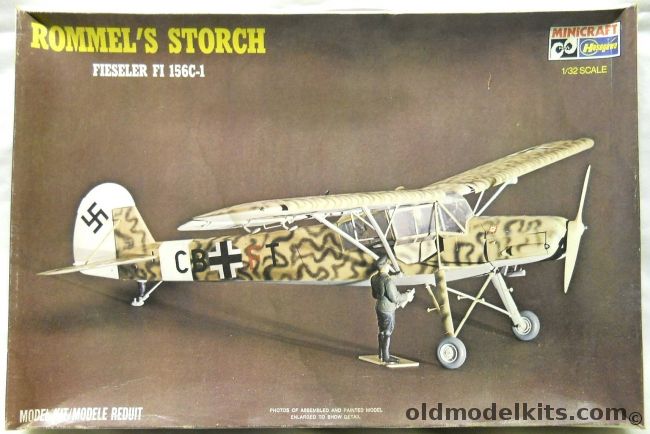 Hasegawa 1/32 Fieseler FI-156C-1 Storch - Rommel or Mussolini Rescue Plane - (Fi-156), 1141 plastic model kit