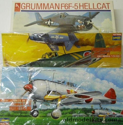 Hasegawa 1/72 Nakajima Ki-44-II Shoki Tojo / N1K2-J Shidenkai George / Hobby Craft F6F-5 Hellcat - (N1kJj / F6F), 502 plastic model kit