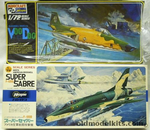 Hasegawa 1/72 F-100D Super Sabre Boxed And McDonnell RF-101C VooDoo Bagged, B18 plastic model kit