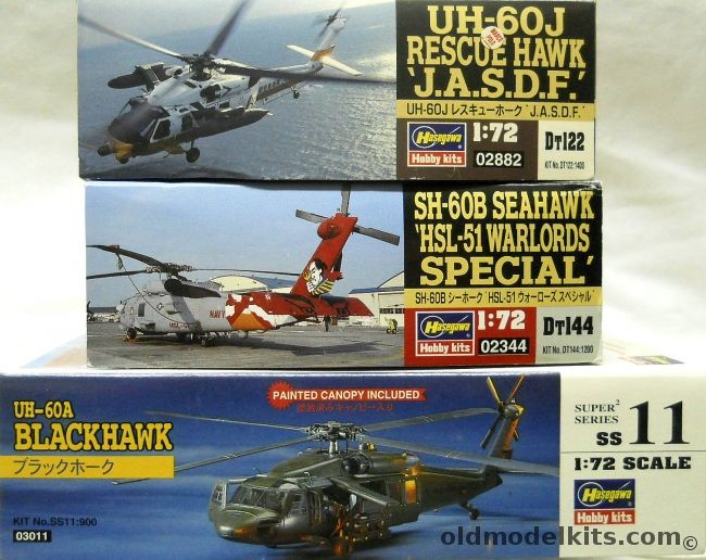 Hasegawa 1/72 UH-60J Rescue Hawk JASDF And SH-60B Seahawk HSL-51 Warlords Special And UH-60A Blackhawk  With Factory Painted Canopy, DT122 plastic model kit