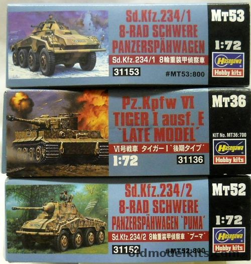 Hasegawa 1 72 Sd Kfz 234 1 8 Rad Schwere Panzerspahwagen Pz Kpfw Vi Tiger I Ausf E Late