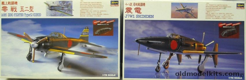 Hasegawa 1/72 A6M5 Zero Fighter Type 52 (Zeke) With Factory Painted CAnopy and Kyushu J7W1 18-shi Shinden With Factory Painted Canopy, SS16 plastic model kit